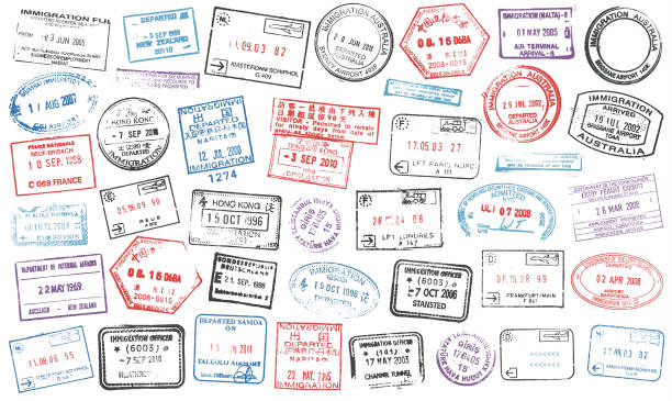 Passport stamps vector illustration vector art illustration