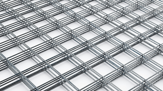 Metal wire net on  white background. 3d rendering