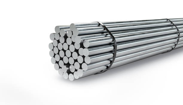 istock Stack of metal rods isolated on white background. 3d rendering 2048605029