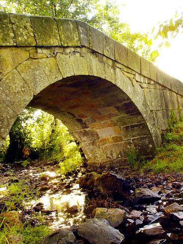 San Xoán de Furelos medieval  stone bridge , 12th century. Camino de Santiago, camino francés. Melide, A Coruña province, Galicia, Spain.