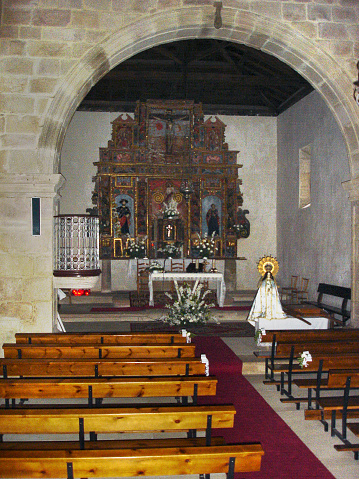 Santiago de Barbadelo church, 12th century, Sarria, Lugo province, Galicia, Spain.