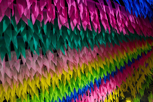 saint john party colorful flags. traditional festivities that take place in the month of june in the northeast region of brazil