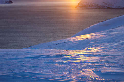 Beautiful sunset wit winter landscape.
Northern Norway - Hammerfest.