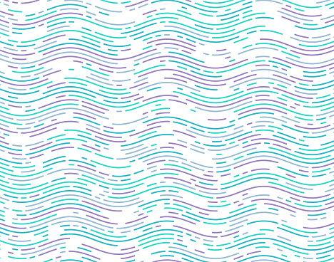 A seamless pattern with colorful, undulating stripes of varying thickness on a clean white background.