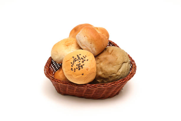 Various kind of buns in a isolated on a white background.