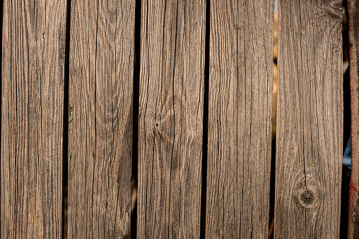 Untreated old wooden plank fence