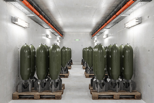 Military Bombs In Underground Storage Room 3d Render