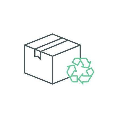 Eco-friendly Packaging Duocolor Line Icon Design with Editable Stroke. Suitable for Infographics, Web Pages, Mobile Apps, UI, UX, and GUI design.