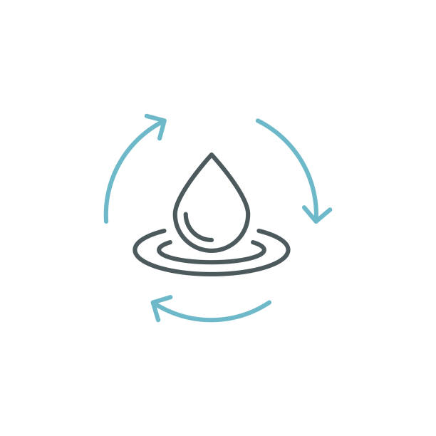 water cycle duocolor line icon design mit bearbeitbarem strich. geeignet für infografiken, webseiten, mobile apps, ui-, ux- und gui-design. - sustainable resources water conservation water faucet stock-grafiken, -clipart, -cartoons und -symbole