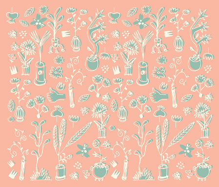 Cartoon botanical seamless pattern