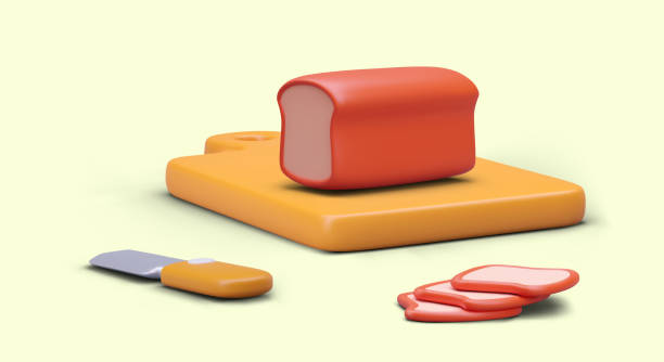 istock Square loaf of white bread, slices and knife on cutting board. Color vector banner 2048951088