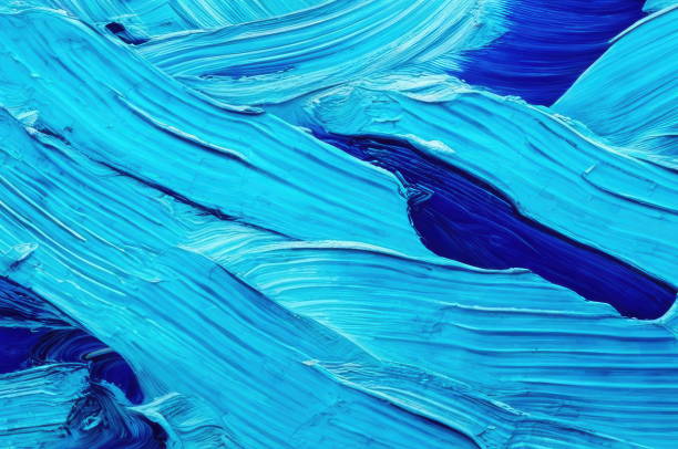 Abstract blue oil paint strokes on canvas. Art concept