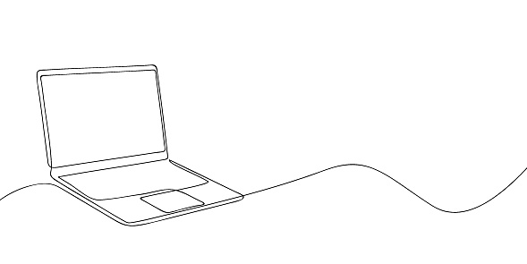 A laptop drawing in one line. Laptop vector icon.