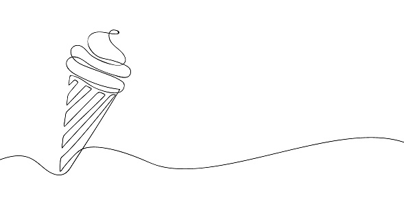 An ice cream drawing in one line. Ice cream vector icon.