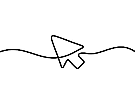 A single-line drawing of a cursor. Continuous line cursor icon. One line icon.