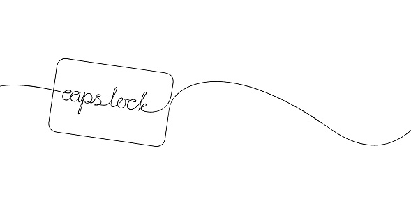 A single line drawing of a caps lock key. Continuous line caps lock button icon. One line icon. Vector illustration
