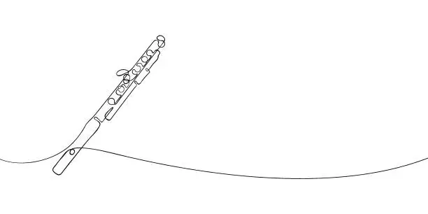 Vector illustration of flute one line