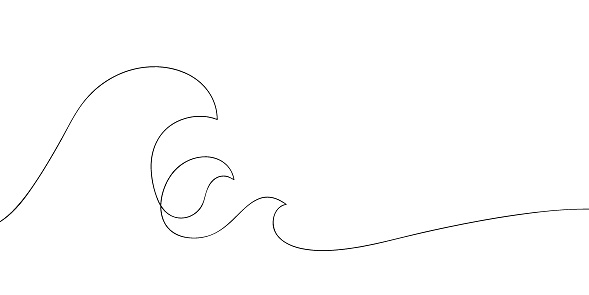 A single line drawing of a wave. Continuous line wave icon. One line icon. Vector illustration