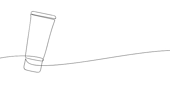A single line drawing of a cream tube. Continuous line cream tube icon. One line icon. Vector illustration