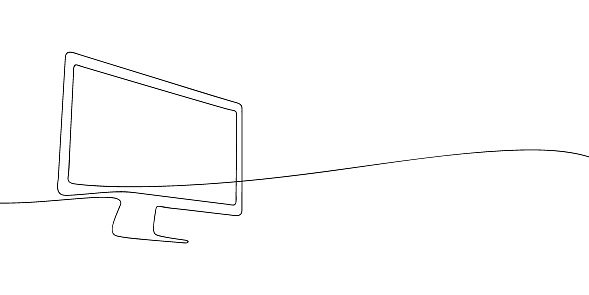 A single line drawing of a computer. Continuous line phone computer icon. One line icon. Vector illustration