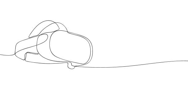 virtual-reality-headset eine zeile - virtuelle realität stock-grafiken, -clipart, -cartoons und -symbole