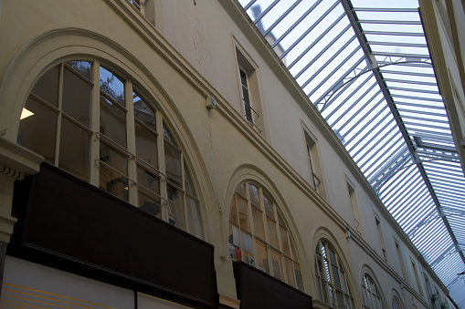 Glazed shopping arcade in Brussels of 19th century, Belgium