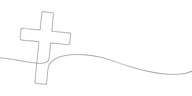 Vector illustration of cross one line