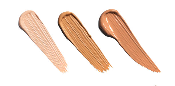 istock Makeup Liquid foundation smear composition isolated on white background. BB CC Cream Concealer texture. Cosmetic product brush swatch 2048984419