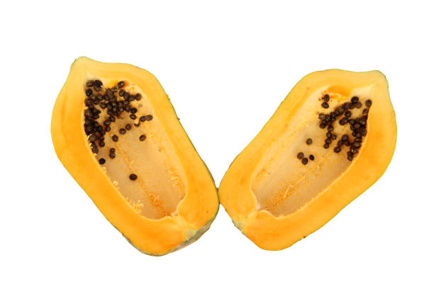 Fresh papaya fruits summer on White background.
