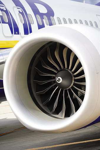 737 Rear Engine Ryanair Boeing 737 Max Jet Engine Stock Photo - Download Image Now ...