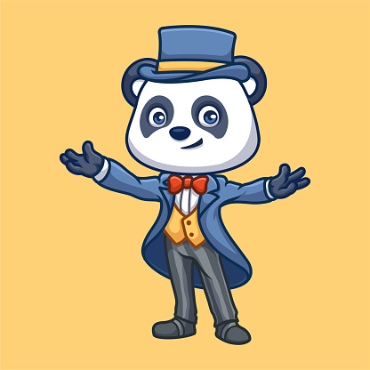 Magician Panda Cute Cartoon Illustration
