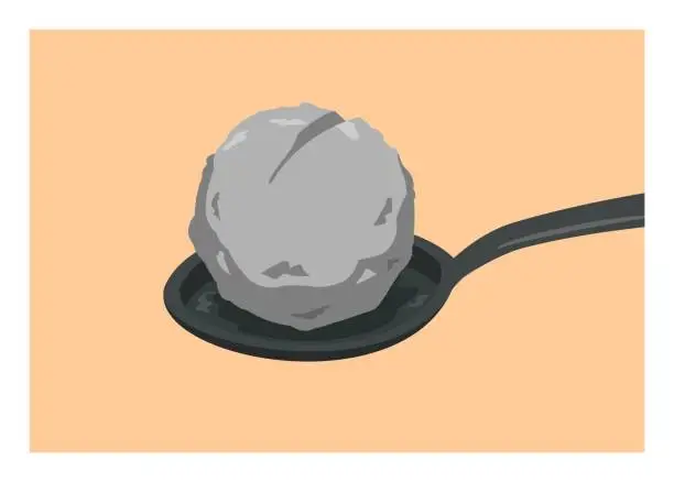 Vector illustration of Meatball on spoon. Simple flat illustration.