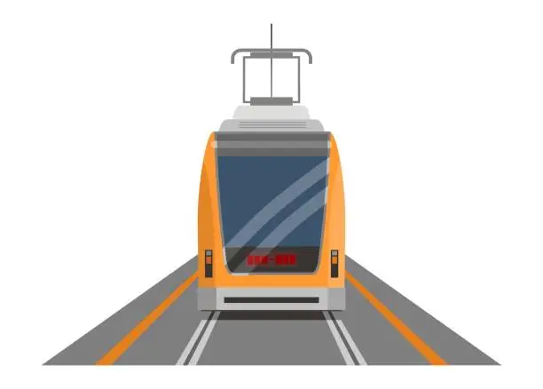 Vector illustration of Street car in perspective view. Front view. Simple flat illustration