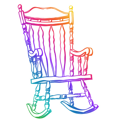 Frontal view of a rocking chair