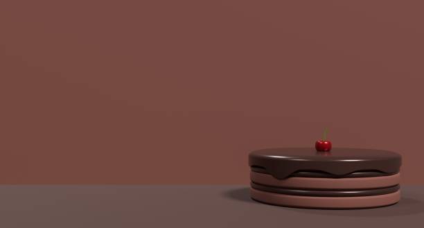 istock Chocolate cake with cherry. Chocolate cake 3d icon. Chocolate cake with dripping melted. 3D rendering illustration 2049169969