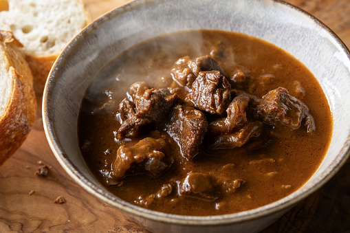 Warm, steaming beef stew