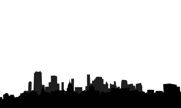 Vector illustration of Vector silhouette skyline illustration on white