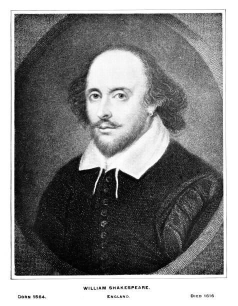 william shakespeare porträt, englischer dichter, dramatiker, britische literatur des 16. jahrhunderts - individual event uk theatrical performance playwright stock-grafiken, -clipart, -cartoons und -symbole