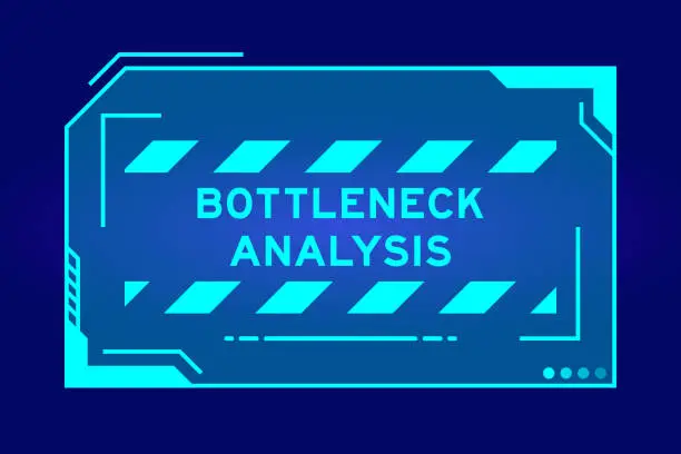 Vector illustration of Blue color of futuristic hud banner that have word bottleneck analysis on user interface screen on black background