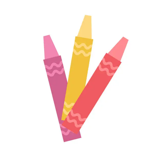 Vector illustration of Vector set of crayons contains seven rainbow colors
