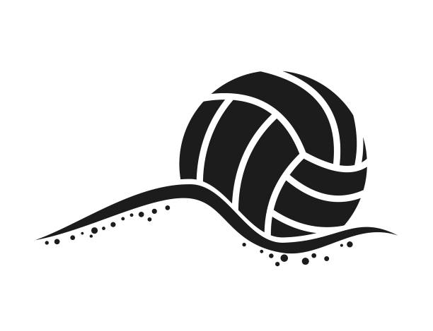 Sports Game Ball Silhouette In Sand, Snow or Water - Cut Out Vector Icon Stylized monochrome silhouette of game ball for playing soccer, volleyball, basketball, beach volleyball, water polo and other sports slightly buried in sand or snow - cut out vector icon inflatable soccer balls stock illustrations