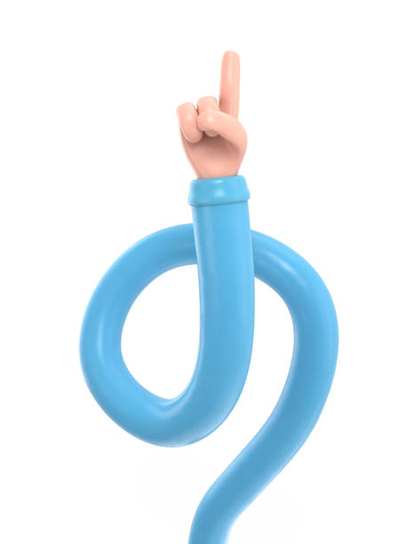 istock Cartoon Gesture Icon Mockup.Cartoon character hand pointing gesture. 3D rendering on white background.long arms concept. 2049378889