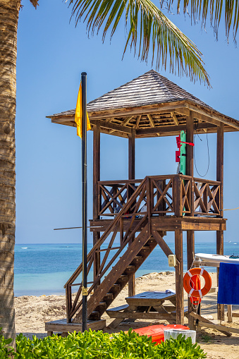 A lifeguard tower  on a beach in Jamaica