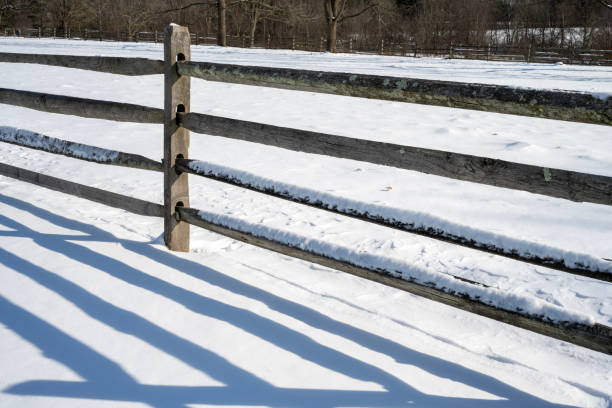 Farm fence in Winter, Pennsylvania, USA