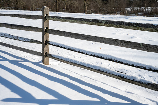 Farm fence in Winter, Pennsylvania, USA