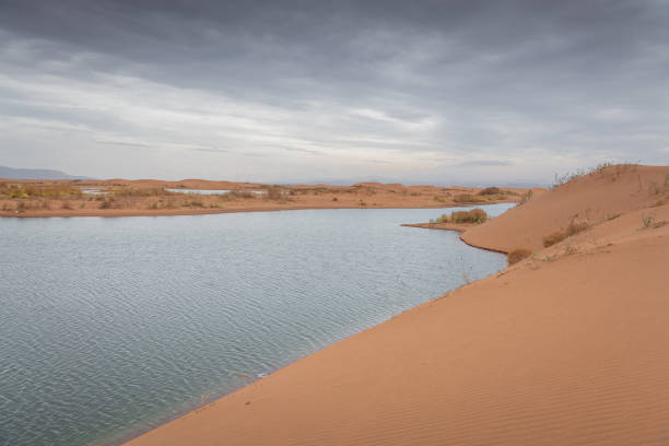 istock Desert vastness next to lake in Wuhai, Inner Mongolia, China 2049465100
