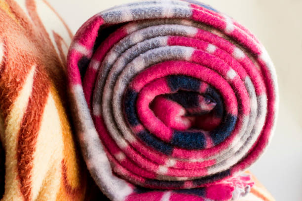 istock Rolled-up,woolen polar,fleece,colored  blankets 2049498095