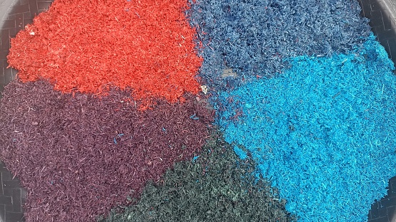 colorful grated coconut powder is used for artwork