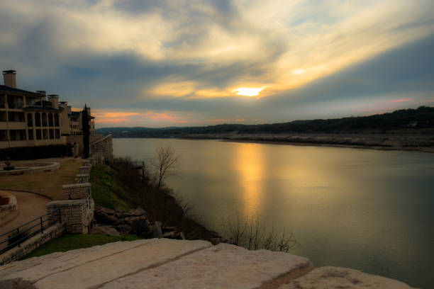 istock Breathtaking sunset from a lake resort with a dramatic sky 2049555882