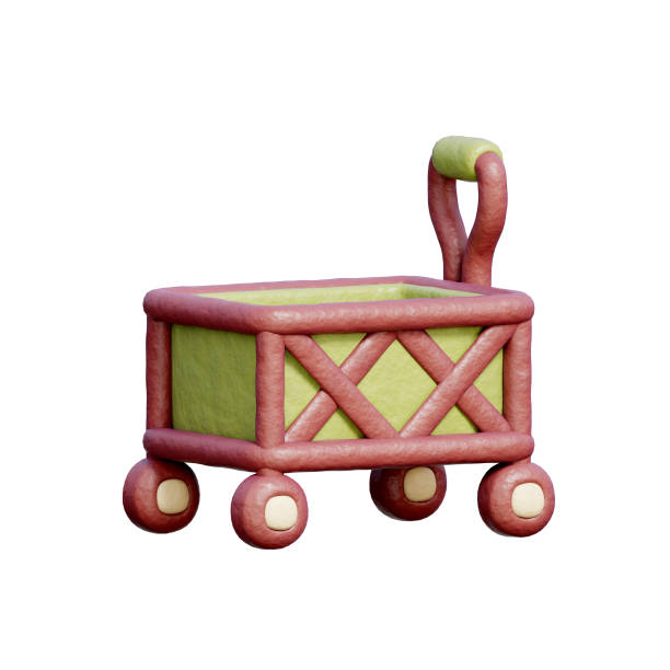 3D Camping cart, Camping elements, Travel hiking adventure.